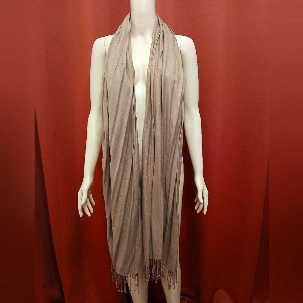 Bijoux Terner Brown Tasel Scarf/Wrap Pashmina - Picture 3 of 5